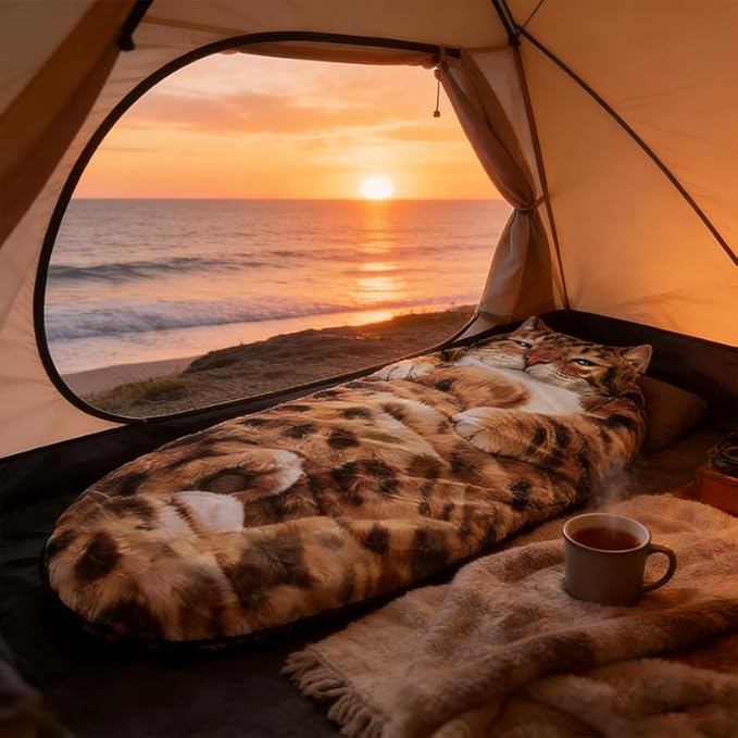 Extra Large Cat Sleeping Bag for Adults Cute Cat Sleeping Bag Soft Plush Warm Cozy Novelty Blanket Bed Indoor Outdoor Camping Use(69in)