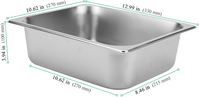 4 Pack 1/2 Hotel Pans 4 Inch Deep Steam Table Pan Half Size 201 Stainless Steel Restaurant Pan Anti Jam Steam for Buffet Event Catering Supplie