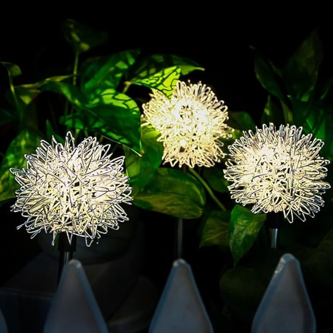 POPETPOP Dandelion Solar Garden Lights Led Decorative Outdoor Ground Stake Lighting for Lawn Pathway Yard No Wiring Needed