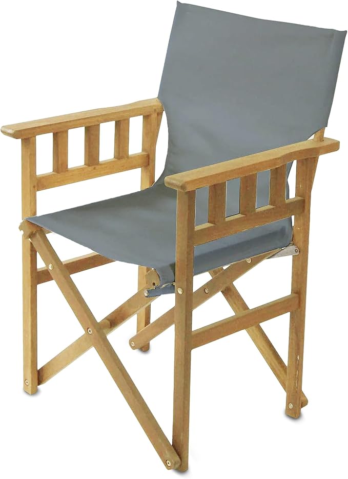 BYER OF MAINE Pangean Campaign Chair Portable Ash Wood Folding Chair with Heavy-Duty Canvas Seat Material. Ideal Patio Deck &amp Camping Seat 20″D × 23″W × 36″H 250 lbs Capacity in Granite