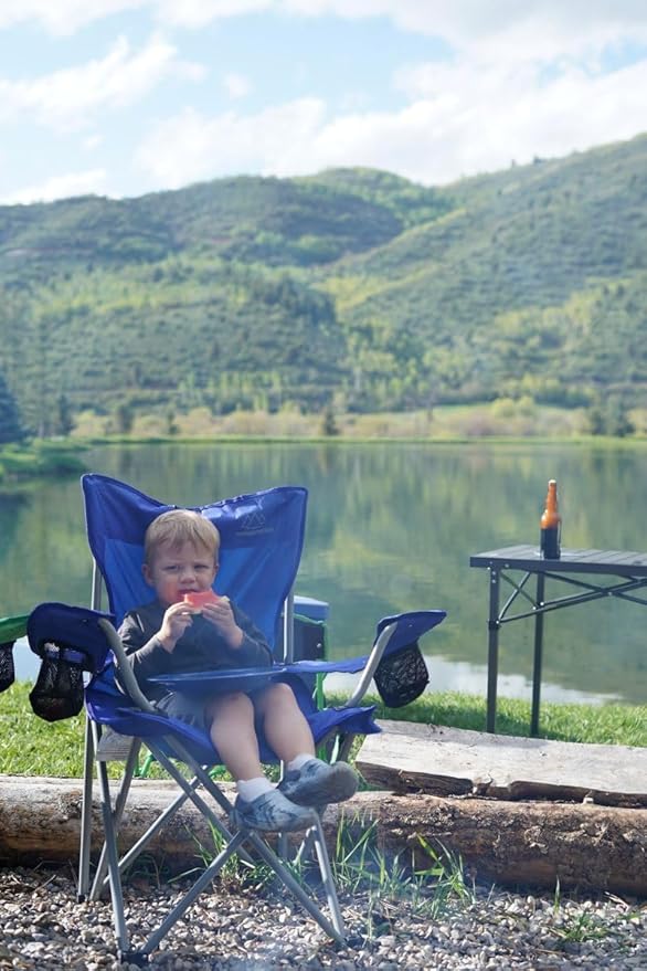 Anytime Chair for Camping Sports and The Outdoors w/Carry Bag Camping Chairs for Adults Folding Chair for Outside (by Caddis Sports) (2 Blue)