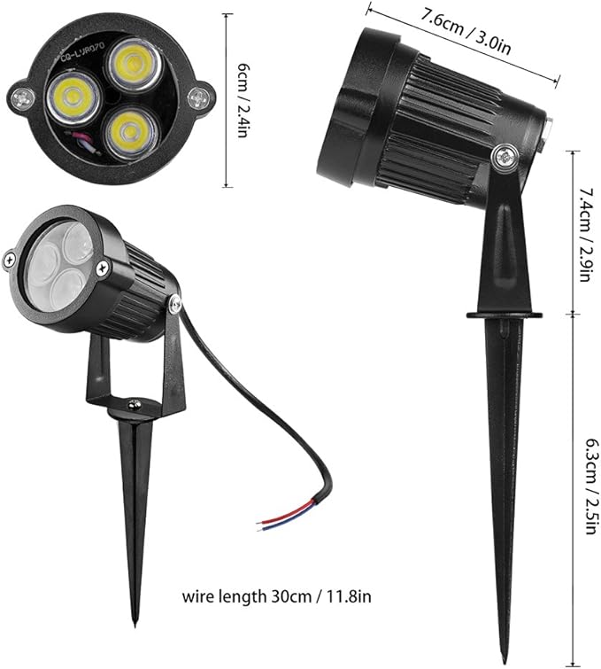Lemonbest 2pcs LED Landscape Garden Wall Yard Path Pond Flood Spot Light Outdoor IP65 Decorative Lamp Cool White 12V
