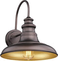 Outdoor Barn Light Fixture Farmhouse Wall Mount Light Wall Sconce Exterior Wall Lighting Fixture Industrial Bronze Finish Lantern for Porch with Gold Interior 1Pack RZ004 ORB