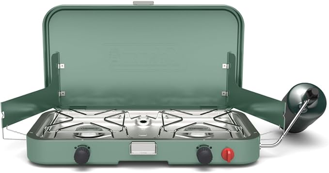 Coleman Cascade 222 2-Burner Camping Stove Portable Cooktop with 22000 BTUs Matchless Lighting &amp Dual Wind Guards Great for Outdoor Cooking Camping Tailgating Grilling BBQs &amp More