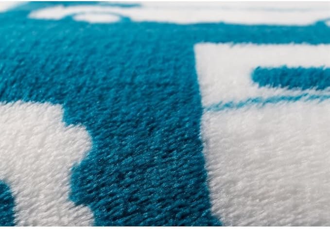 Camco 53440 Life is Better at The Campsite Plush Fleece Blanket Queen Size - Keeps You Warm While at Home Camping or on Picnics - Machine Washable - Features a Brand RV Print Blue