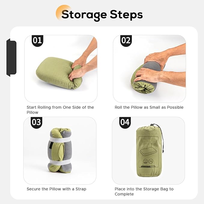 Yunir Travel Pillow for Sleeping Camping Soft Comfortable and Breathable Outdoor Camping Travel Cervical Pillow Ideal Backpacking Hiking and Airplane Machine Washable with Storage (2PCS)