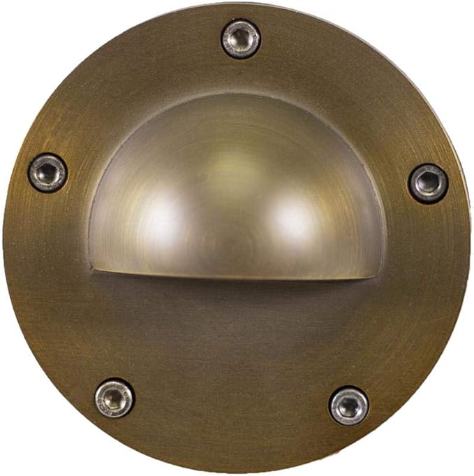 12V Brass In-Ground Well Light (Beacon Top) with 5W 2700K Warm White MR16 LED Bulb for Low Voltage Landscape Lighting of Outdoor Pathway Garden Shrubs Columns or Trees