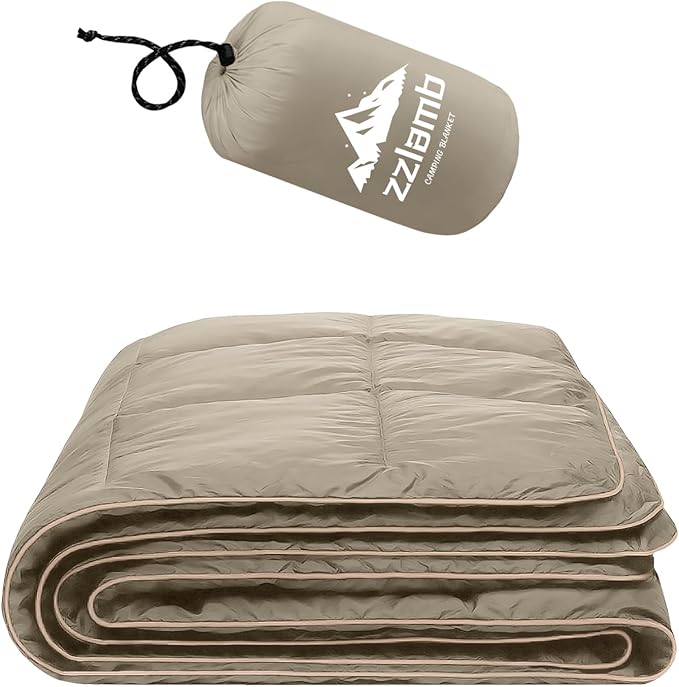 zzlamb Camping Blanket Compact Lightweight Soft Puffy Blanket Water-Repellent Packable Warm Quilt Down Alternative Picnic Hiking Backpacking Beach Travel RV Airplane Couch Car