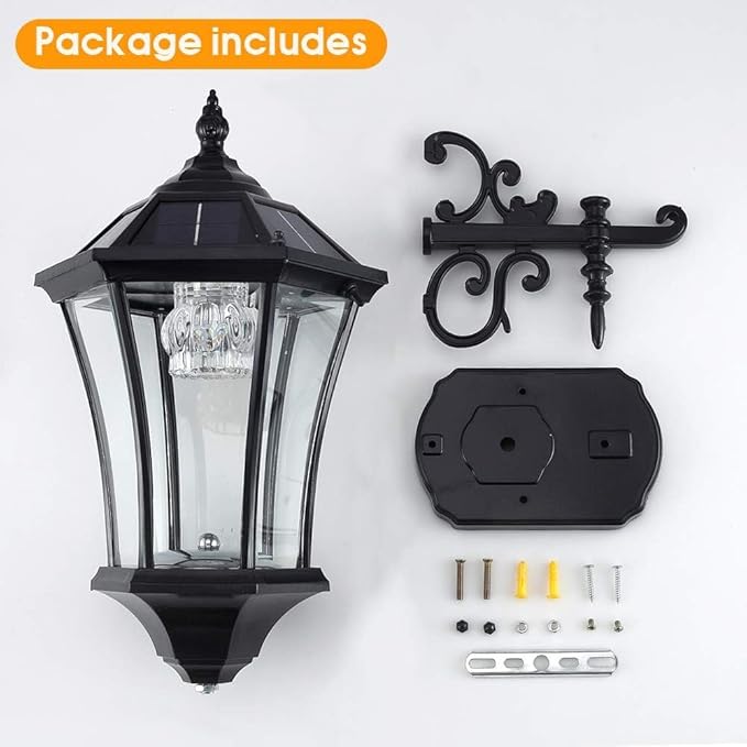 Solar Wall Lantern Outdoor Wireless Dusk to Dawn Solar Wall Mount Light 21 Large LED Wall Sconce Fixture with Clear Glass and Aluminum Housing Weatherproof 2 Pack