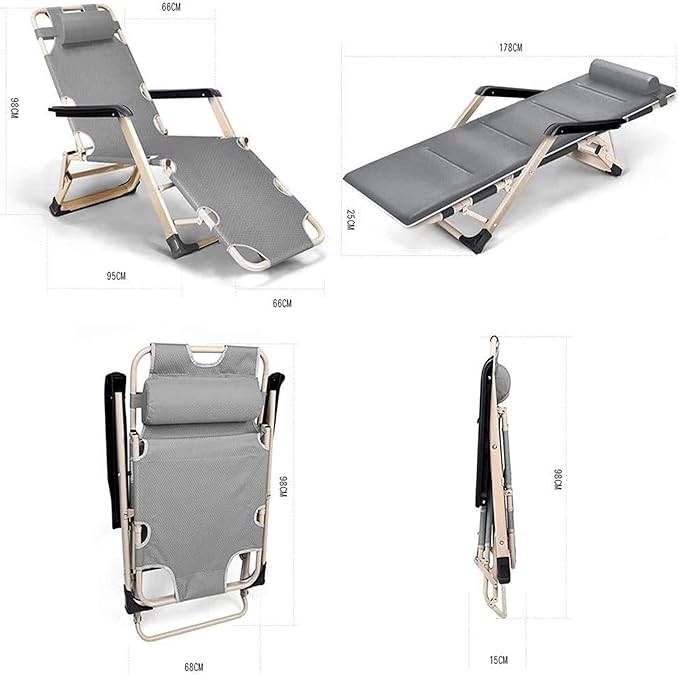 Oversized Heavy People Recliner Chair Metal Steel Folding Camping Lounger Outdoor Camping Lounge Chair