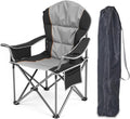 Simple Deluxe Oversized Outdoor Foldable Camping Chair with Cup Holder and Carrying Bag Camping Chair with 500lbs Capacity and Sturdy Material Suitable for Beaches Hiking and Camping Black