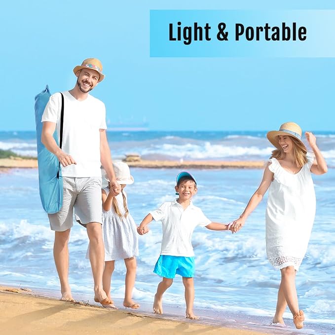 WhiteFang Deluxe Pop Up Beach Tent Sun Shade Shelter for 3-4/5-6 Person UV Protection Extendable Floor with 3 Ventilating Windows Plus Carrying Bag Stakes and Guy Lines