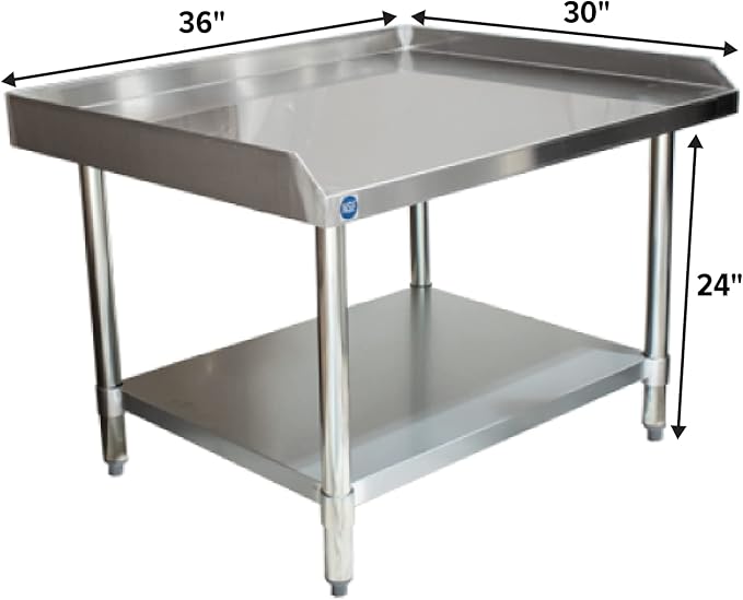 NSF Certified 18 Gauge Heavy Duty Stainless Steel Equipment Grill Stand with Undershelf for Kitchens Utility Rooms Caterers &amp Auto