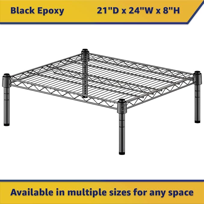 21 x 24 x 8 Black Epoxy Wire Storage Shelf Dunnage Rack Commercial 1 Tier Small Shelf