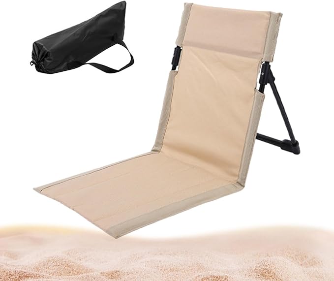 Beach Lounger - Portable Folding Travel Chair Lightweight Waterproof Sun Lounger | Adjustable Backrest Recliner Outdoor Relaxing Beach Chair for Tanning Travel Indoor and Outdoor Use