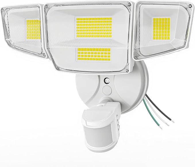 90W 10000LM LED Security Lights Motion Sensor Outdoor Lights 4 Head Dusk to Dawn 6500K Daylight Flood Lights Outdoor Motion Sensor IP65 Waterproof Motion Light for Outside Garage Yard Porch