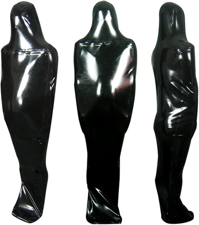Chest Entry Black Latex Sleeping Bag Chest Zipper Tight Body Bag Rubber Sleep Sack Open Nose Holes