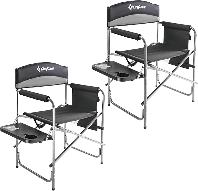 KingCamp 2-Pack Directors Camping Chair with Padded Folding Portable Seats Black