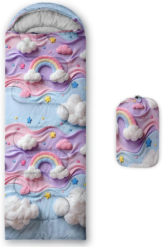 AILONEN Cartoon Camping Sleeping Bag for Boys Girls AdultsLightweight &amp Waterproof3 Season Warm &amp Cold WeatherPortablePrinted Sleeping BagTravelingCampingHiking