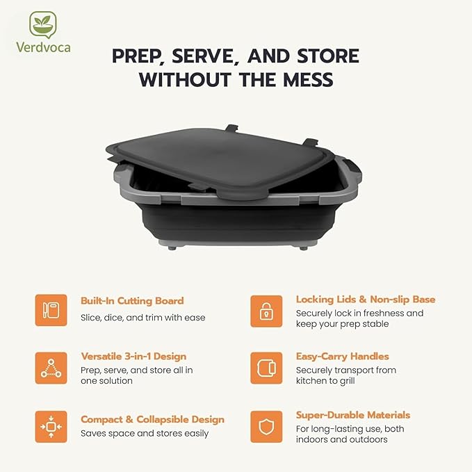 16L Black Collapsible BBQ Prep Tub with Locking Lids &amp 21 Inch Pro Tyvek Black BBQ Blanket for Resting Meat