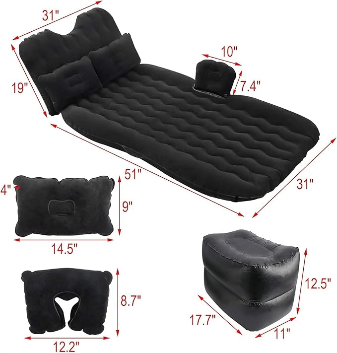 Inflatable Car Mattress Camping Mattress with Automatic Air Pump Portable Inflatable Sleeping Pad Rear Seat Inflatable Bed 72 Hours Leak Test