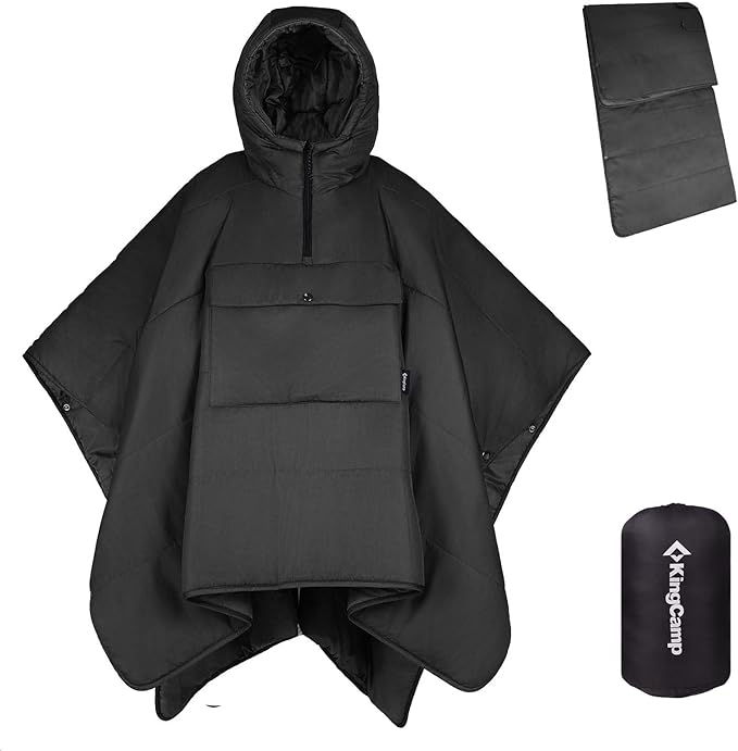 KingCamp Wearable Hoodie Blanket Poncho Ultralight Water-Repellent Wearable Sleeping Bag for Sports Camping for Teens Kids