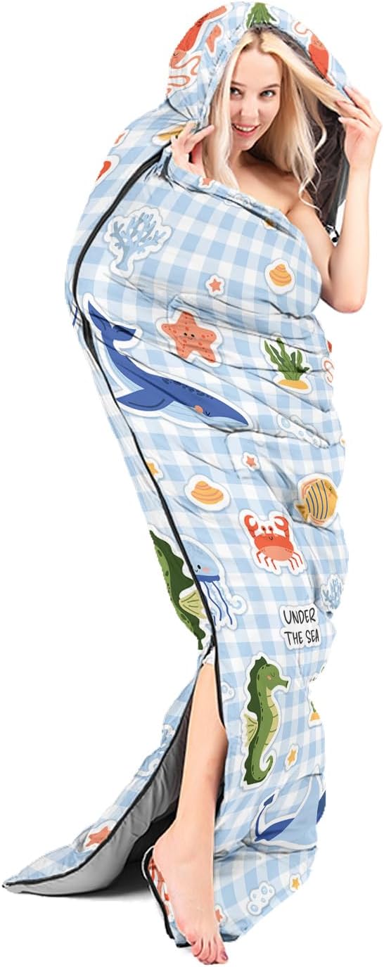 Sleeping Bags for Adults KidsBackpacking Camping Sleeping Bag for Girls Boys Lightweight Waterproof Cold/Warm Weather Sleeping Bag for All Season
