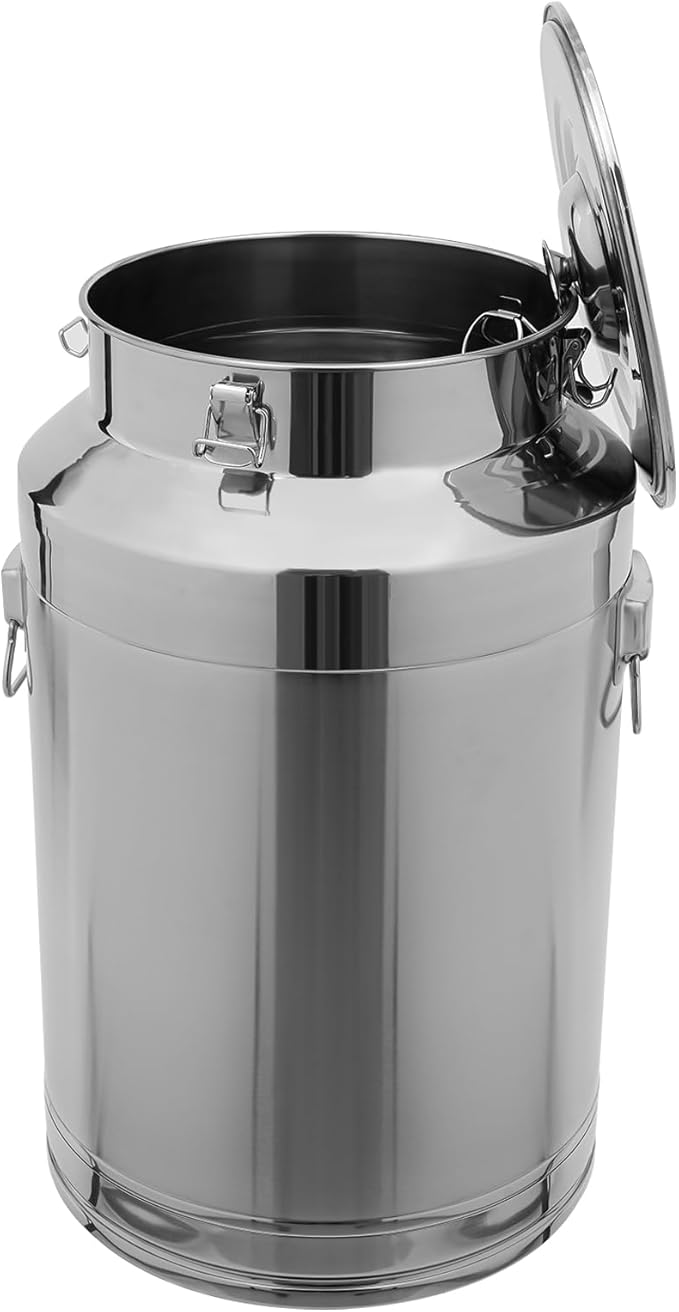 Stainless Steel Milk Can 76L/20.1Gal Storage Bucket Airtight Canister with Lid Wine Oil Beverage Storage Container for Kitchen Restaurant Party W15.8*H25.2in