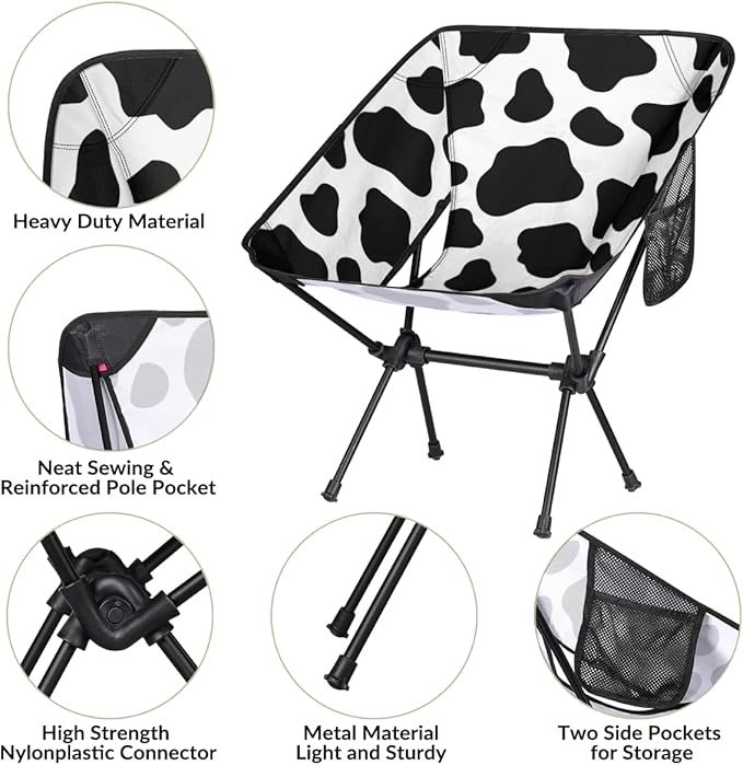 Custom Camping Chair with Photo &amp Text Personalized Outdoor Lightweight Foldable Backpacking Chair with Side Pockets for Patio Beach Fishing