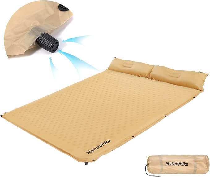 Naturehike Self-Inflating Sleeping Pad with Pillow Patchwork Sleeping Pad for Camping Backpacking Hiking Traveling Tent（Yellow）
