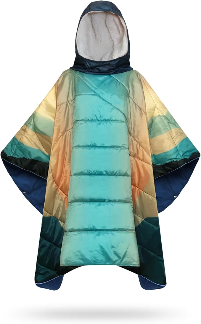 Camping Blanket Poncho Wearable Hoodie Blankets Outdoor Waterproof Windproof Warm Durable &amp Portable for Stadium Concerts CarTravel Beach Picnic Grass75 * 52 inch