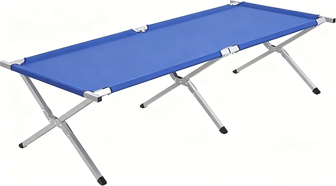 Camp Bed Portable Folding Camping Cot for AdultsIndoor Outdoor Portable Sleeping Cot for Hiking Camping with Carrying Bag (Blue)