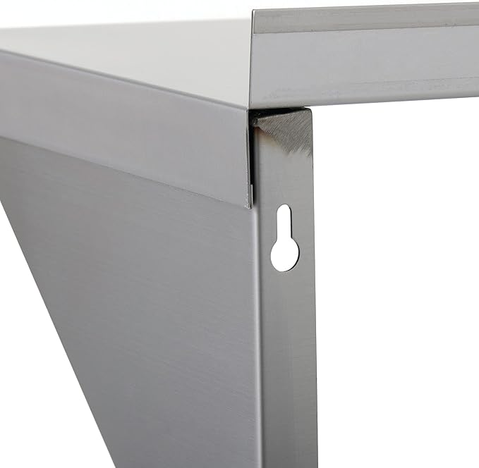 29N-017 - Commercial NSF Solid Stainless Steel Wall Shelf - 96 Wx12 D - 365 lb. Weight Capacity