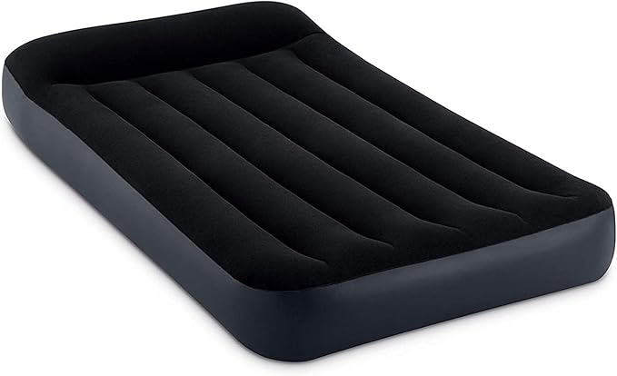 Intex Dura Beam Pillow Rest Classic Inflatable Blow Up Mattress Air Bed with Internal Built in Pump Twin (2 Pack)