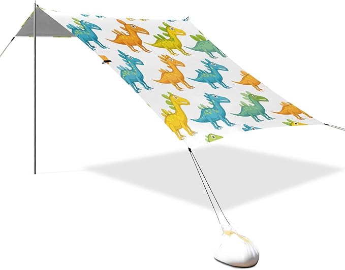 Repetitive Dinosaurs Camping Sun Shelter Beach Tent Portable Beach Sun Shade Outdoor Canopy for Camping Trips Fishing Picnic