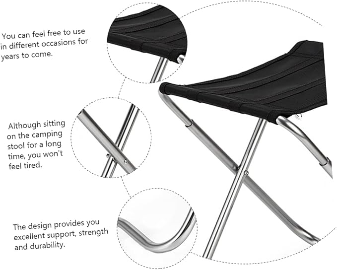 BESTOYARD Fishing Chair Portable Folding Camping Stool Easy Setup for Outdoor Hiking Beach BBQ Patio Garden Heavy Duty Bright for Night