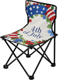 KLL 4th of July Independence Day Red and Blue Garland Compact Foldable Chairs Ultra Lightweight Packable Chair with Carrying Bag Ice Fishing Chair with Back for Outdoor Travel