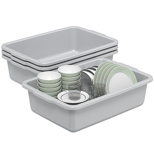 32 L Gray Commercial Bus Box Large Utility Bus Tub 4 Pack