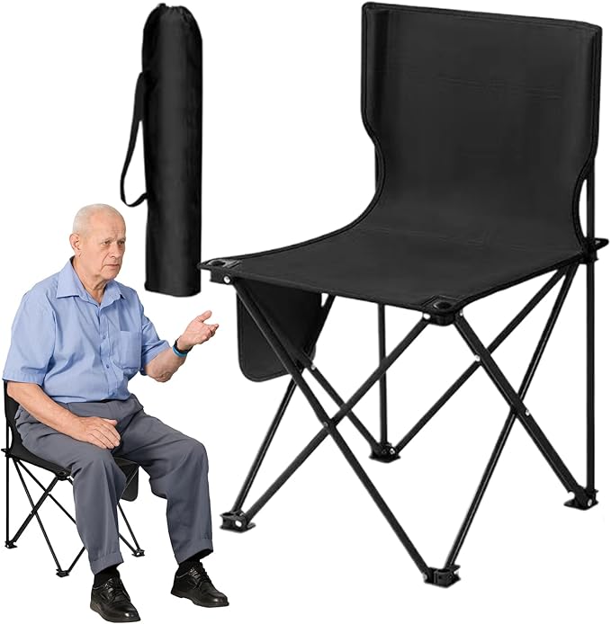 Compact Folding Chair for Hiking - Support 286 Lbs Heavy Duty Camping Seat | Chair for Travel Foldable Camp Chair with Cup Holder Packable Folding Camp Seat for Beach Festival Hiking