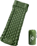Camping Sleeping Pad Ultralight Camping Mat with Pillow Built-in Foot Pump Inflatable Sleeping Pads Compact for Camping Backpacking Hiking Traveling Tent (Green Single)
