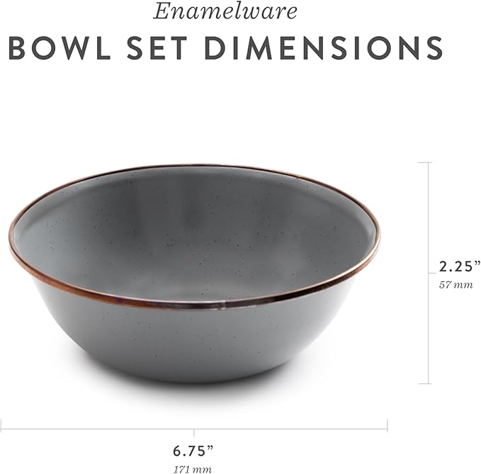 Barebones Enamel Bowl Set - Dish Set of 2 Bowls - Enamelware Set for Camping and Everyday Use (Mint)