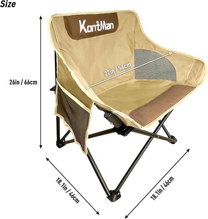 Camping Chairs for Adults Small Backpacking Folding Lawn Chair KontMan Compact Lightweight Camping Lawn Chairs for Adults Heavy Duty 265 lbs (1 Pack)
