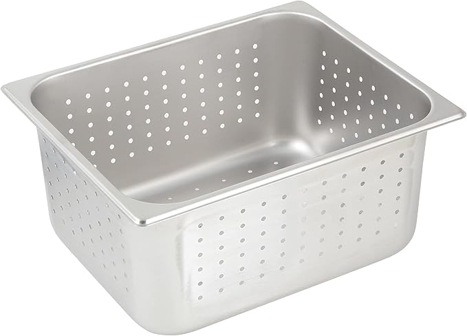 Winco Half Size 6 Deep Metal Food Pan/Steam Table Pan Perforated 22 Gauge
