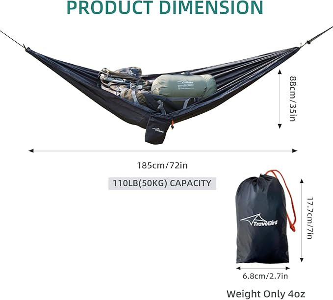 Camping Hammock with Sunshade and Compact Storage Organizer Waterproof Camping Gear Storage Portable Hammock Accessory for Hiking Backpacking