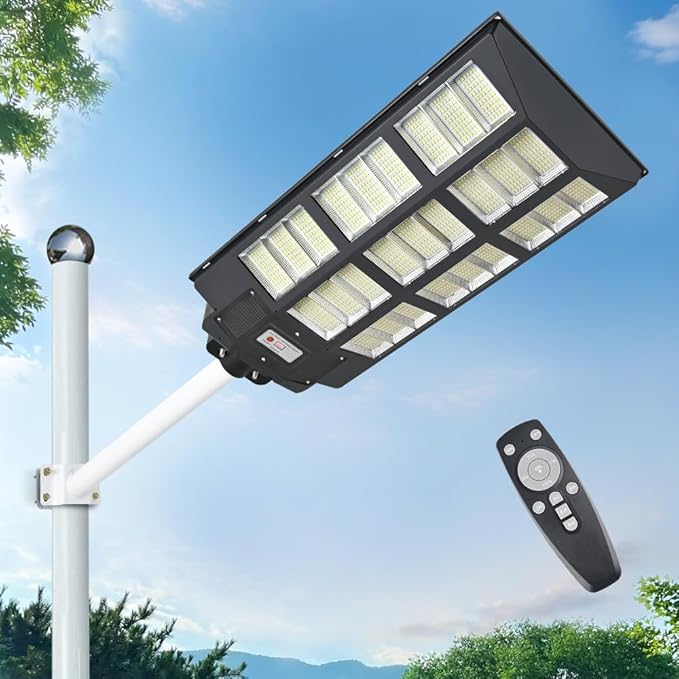 24000W Solar Street Lights Outdoor 24000 Lumens Dusk to Dawn Motion Sensor Security Flood Light with Remote Control Wireless Waterproof Perfect for GardenYard Street Parking lot