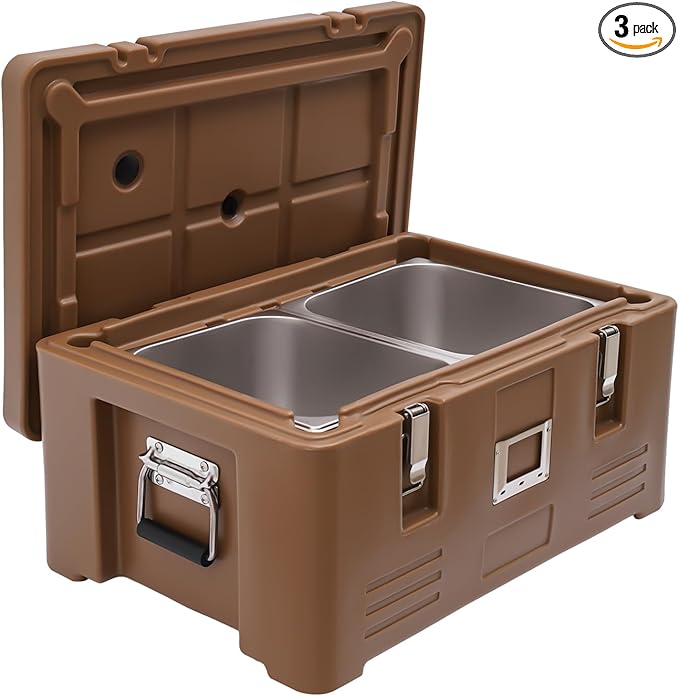 Coffee Flip Down Top Loading EPP Insulated Food Pan Carrier 30L Full-Size Pan Max Capacity for Camping Buffet Party