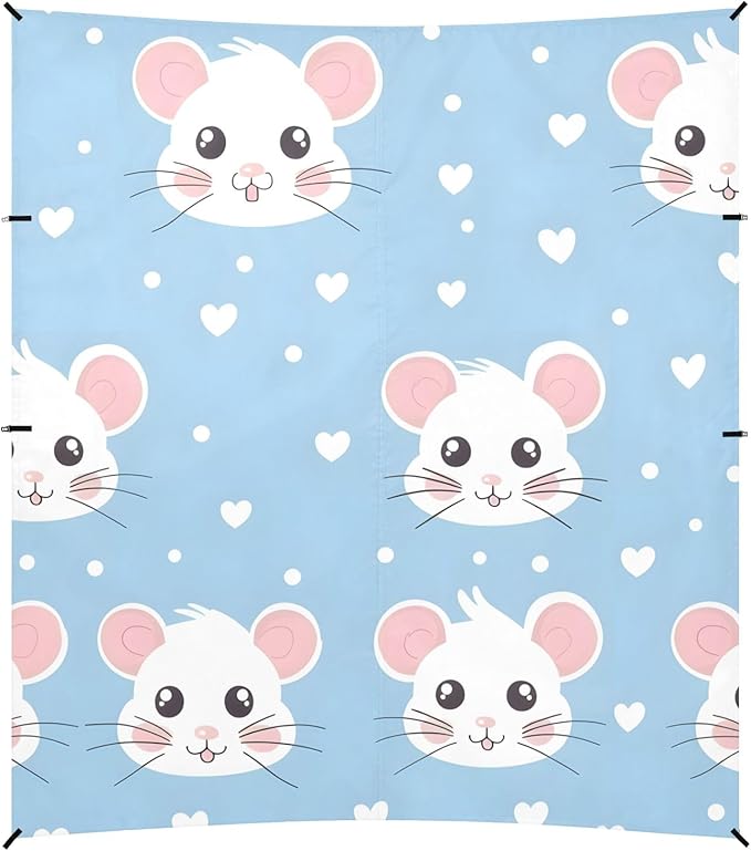 Cute Cartoon Mouse Camping Sun Shelter Beach Tent Portable Beach Sun Shade Outdoor Canopy for Camping Trips Fishing Picnic