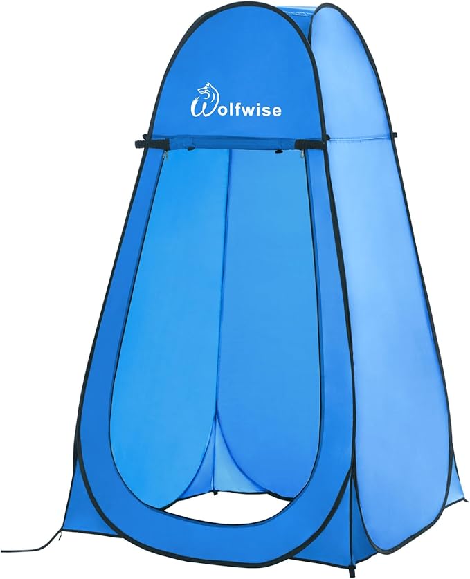 Wolfwise Pop Up Shower Tent Portable Instant Changing Tent with Ventilation Window &amp Carry Bag Privacy Bathroom Toilet for Beach Camping &amp Outdoor Width 40  Height 75  Blue