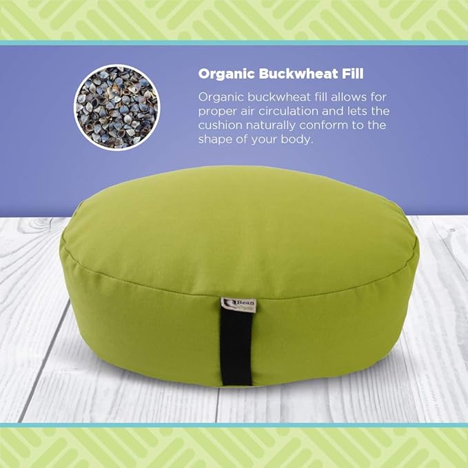 Bean Products Hemp Zafu Meditation Cushion for Sitting on Floor Hemp Yoga Pillow Zafu Meditation Pillow Zen Seiza Kneeling Prayer Pad Support - Made in USA - Oval Black