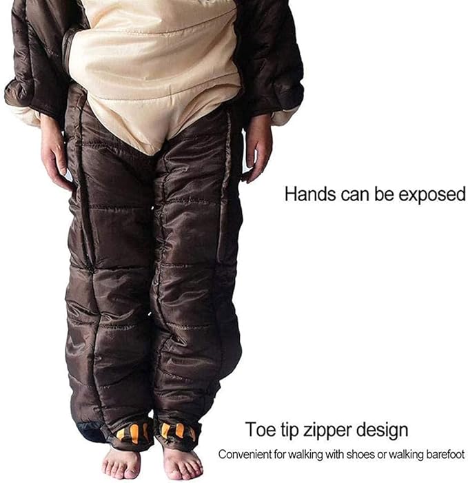 Wearable Sleeping Bag 3 Season Bear-Shaped Sleeping Bag Camping Adults Full Body Sleeping Pouch for CampingTraveling Hiking Backpacking